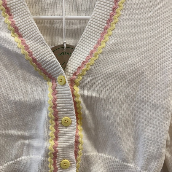 Stella McCartney - NWT Girls Ivory Cotton Button-up Cardigan Sweater, Size 5 - Picture 4 of 6